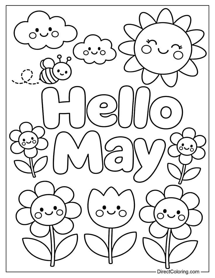 May coloring pages free printable pdf for kids